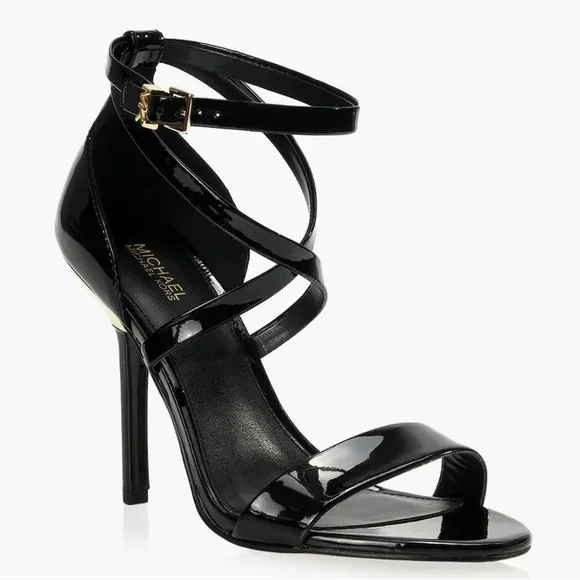 Michael Kors Black Patent Faux Leather Astrid Sandal with Box, Women’s Size 5.